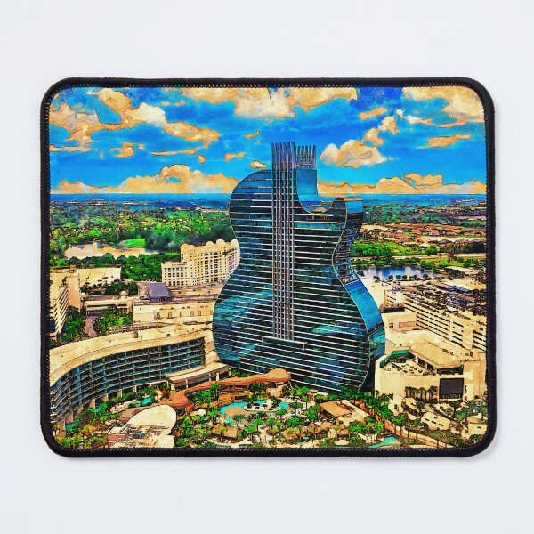 Item preview, Seminole Hard Rock Hotel and Casino Hollywood - Guitar Hotel - digital painting with vintage look designed and sold by NickoPrints.