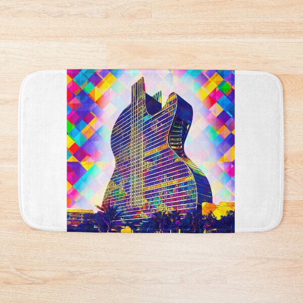 Artikelvorschau, Seminole Hard Rock Hotel und Casino Hollywood - Guitar Hotel - bunte digitale Malerei entworfen und verkauft von NickoPrints.