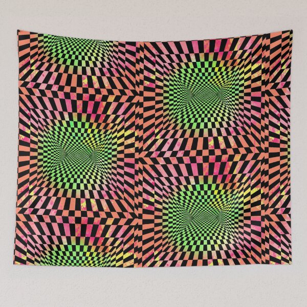 Item preview, Trippy Checkerz Orange Green  designed and sold by LavishLyfstyles.