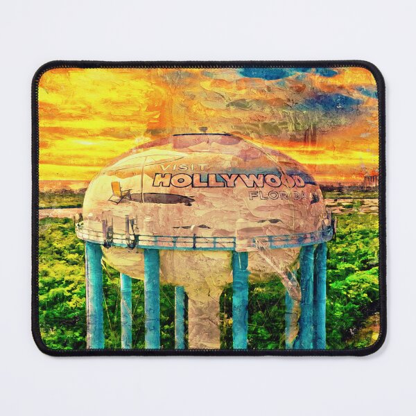Item preview, Hollywood water tower at sunset - digital painting designed and sold by NickoPrints.