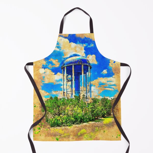 Item preview, Hollywood water tower seen from Interstate 95 - digital painting with vintage look designed and sold by NickoPrints.