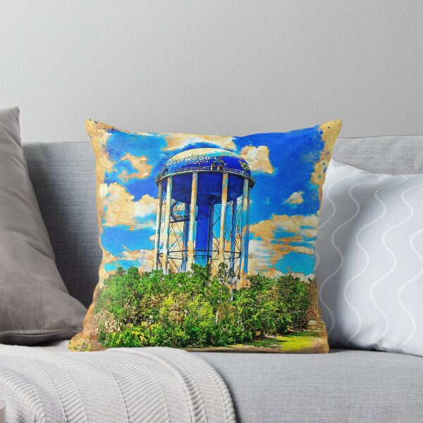Item preview, Hollywood water tower seen from Interstate 95 - digital painting with vintage look designed and sold by NickoPrints.