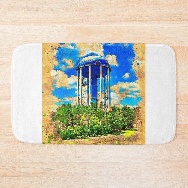 Item preview, Hollywood water tower seen from Interstate 95 - digital painting with vintage look designed and sold by NickoPrints.