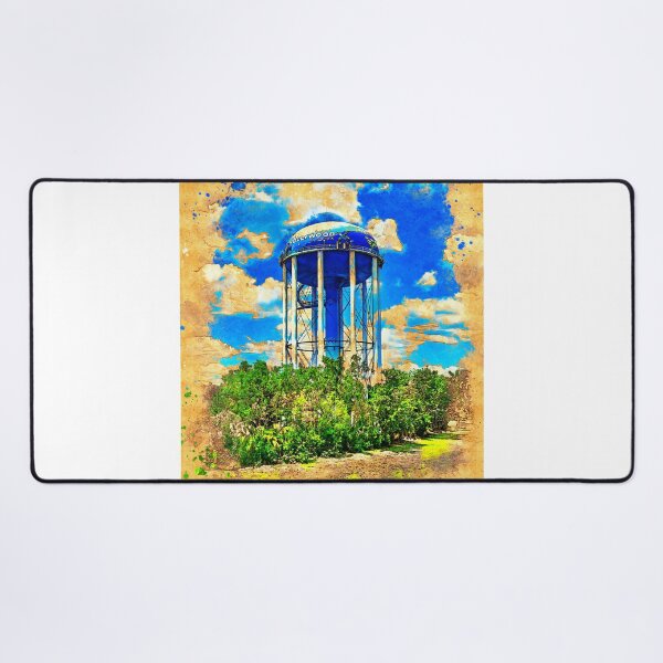 Item preview, Hollywood water tower seen from Interstate 95 - digital painting with vintage look designed and sold by NickoPrints.