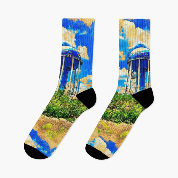 Item preview, Hollywood water tower seen from Interstate 95 - digital painting with vintage look designed and sold by NickoPrints.