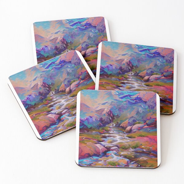 Item preview, Abstract Landscape Painting Mountain Stream, designed and sold by CattlettArt.