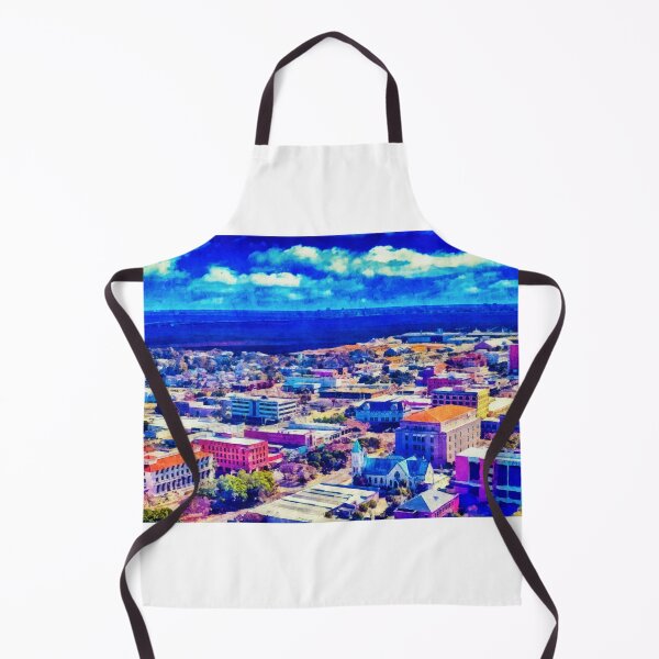 Item preview, Aerial of downtown Pensacola, Florida - digital painting designed and sold by NickoPrints.