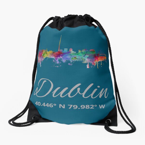 Dublin Painted city skyline classic t shirt  Drawstring Bag