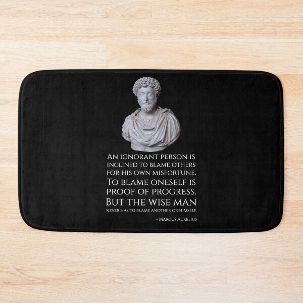 Item preview, An ignorant person is inclined to blame others for his own misfortune. To blame oneself is proof of progress. But the wise man never has to blame another or himself. - Marcus Aurelius designed and sold by Styrman.