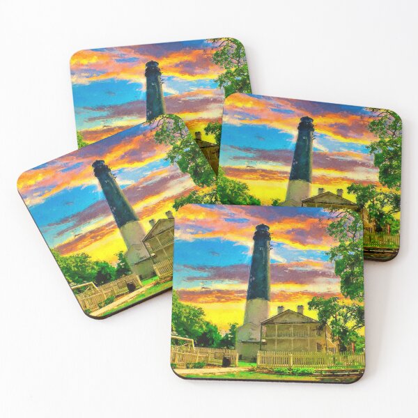 Item preview, The Pensacola lighthouse and maratime museum at sunset - digital painting designed and sold by NickoPrints.