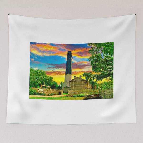 Item preview, The Pensacola lighthouse and maratime museum at sunset - digital painting designed and sold by NickoPrints.