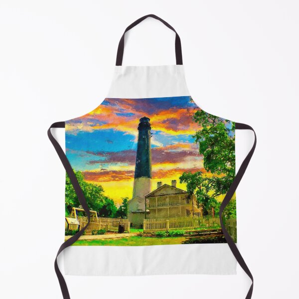 Item preview, The Pensacola lighthouse and maratime museum at sunset - digital painting designed and sold by NickoPrints.