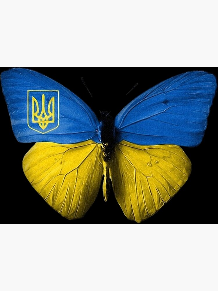 " Ukrainian butterfly. Yellow blue butterfly. Stop the war in Ukraine