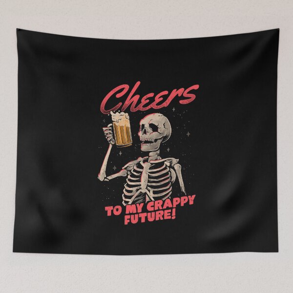 Item preview, Cheers to My Crappy Future - Beer Skull Funny Evil Gift designed and sold by EduEly.