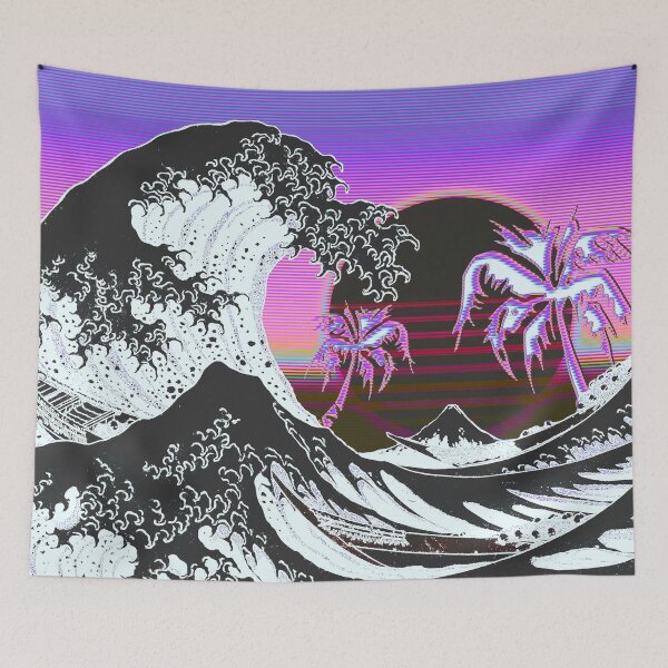 Item preview, Retro Vaporwave Aesthetic Great Wave off Kanagawa designed and sold by ind3finite.