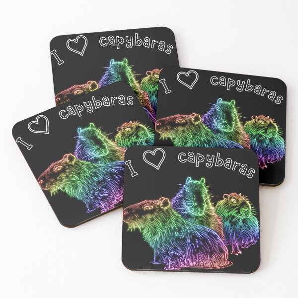 Item preview, I Love Capybaras Neon Rainbow designed and sold by nimreninmu.