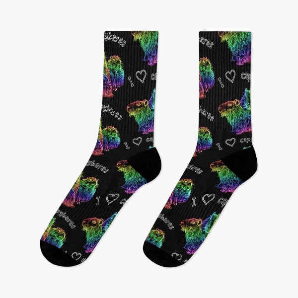 Item preview, I Love Capybaras Neon Rainbow designed and sold by nimreninmu.