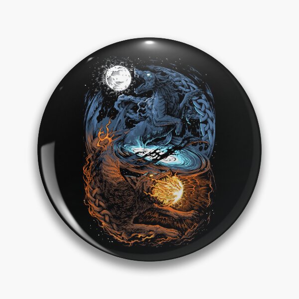 Item preview, Norse Wolf Viking Mythology Hati Skoll Ragnarok Wolves designed and sold by BluePagan.
