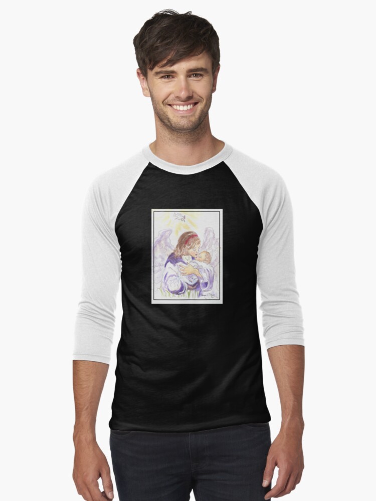 Thumbnail 1 of 3, Baseball ¾ Sleeve T-Shirt, Angel of Protection designed and sold by DianaGiorge.