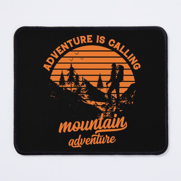 Item preview, A design with mountains and a hiker and the slogan Adventure is calling designed and sold by velisani.