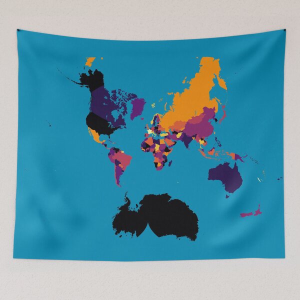 Aperçu de l'œuvre Carte du monde : projection épicycloïdale d'août, jeu de couleurs inferno créée et vendue par ramiro.