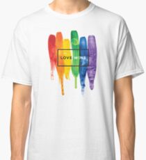 Watercolor LGBT Love Wins Rainbow Paint Typographic Classic T-Shirt