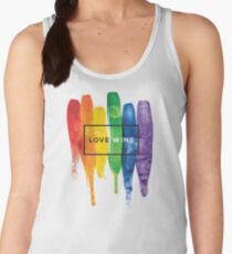 Watercolor LGBT Love Wins Rainbow Paint Typographic Women's Tank Top