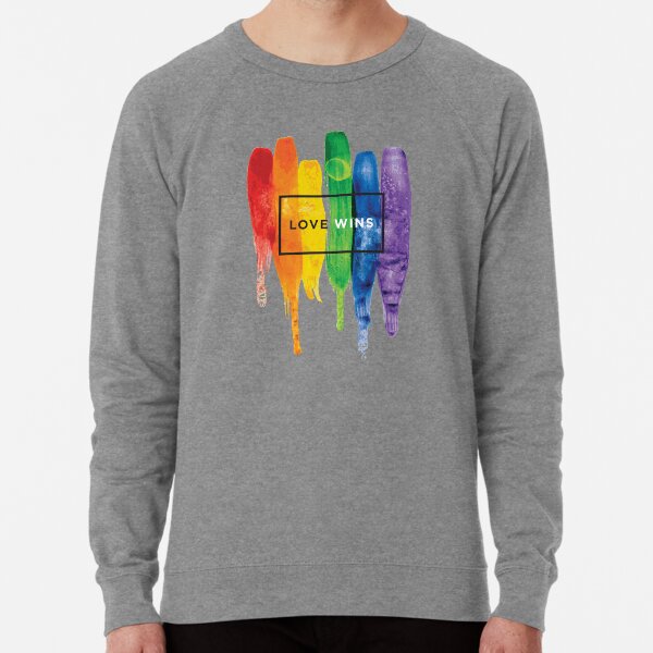 Watercolor LGBT Love Wins Rainbow Paint Typographic Lightweight Sweatshirt