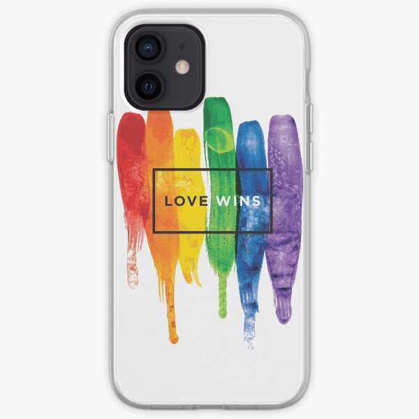 Acuarela LGBT Love gana Rainbow Paint Typographic Funda blanda para iPhone