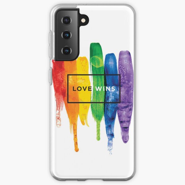 Watercolor LGBT Love Wins Rainbow Paint Typographic Samsung Galaxy Soft Case