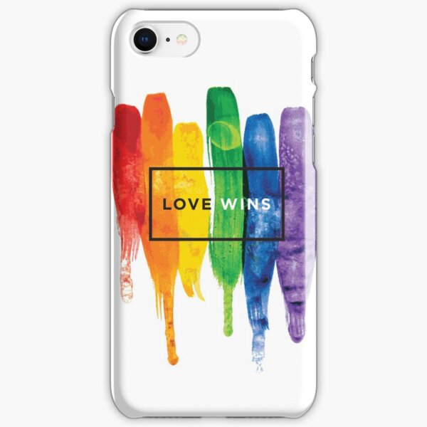 Watercolor LGBT Love Wins Rainbow Paint Typographic iPhone Snap Case