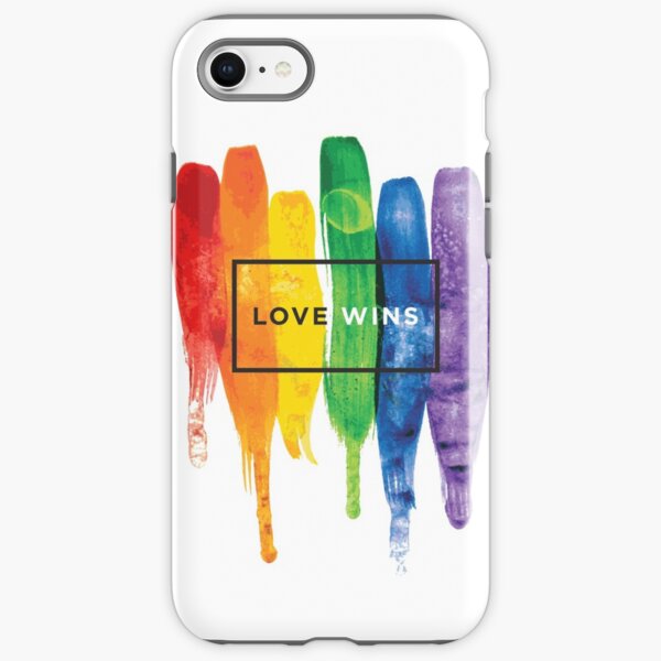 Watercolor LGBT Love Wins Rainbow Paint Typographic iPhone Tough Case