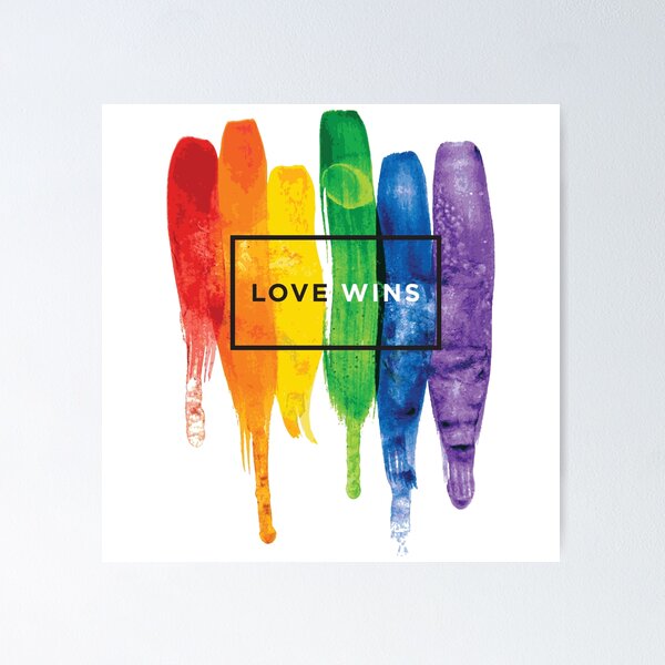 Item preview, Watercolor LGBT Love Wins Rainbow Paint Typographic designed and sold by LGBTIQ.