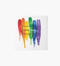 Watercolor LGBT Love Wins Rainbow Paint Typographic Art Board