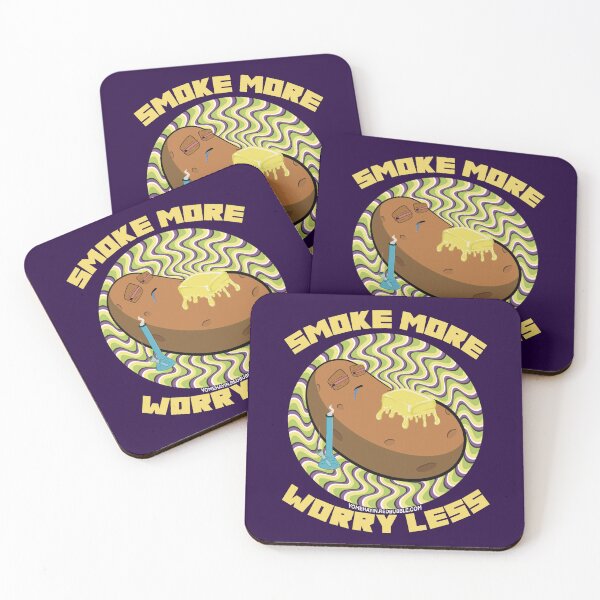 Item preview, Smoke more worry less-Hand Drawn Cartoon Stoned Baked Potato  designed and sold by YomeHayin.