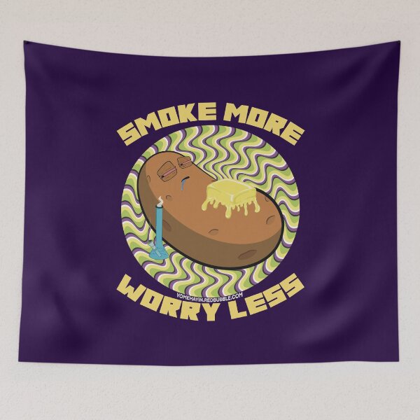 Item preview, Smoke more worry less-Hand Drawn Cartoon Stoned Baked Potato  designed and sold by YomeHayin.