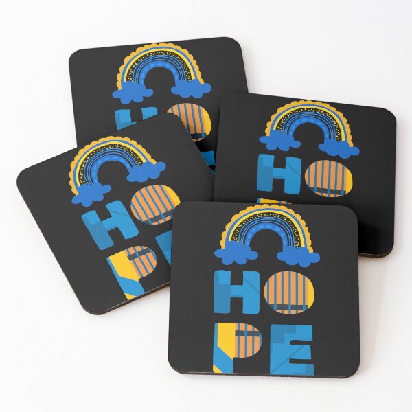 Item preview, HOPE rainbow hope Ukraine flag blue yellow designed and sold by amy greaves.