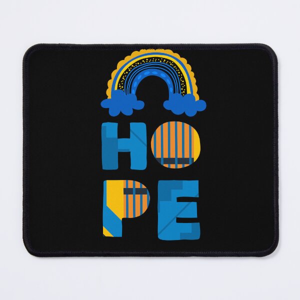 Item preview, HOPE rainbow hope Ukraine flag blue yellow designed and sold by amy greaves.