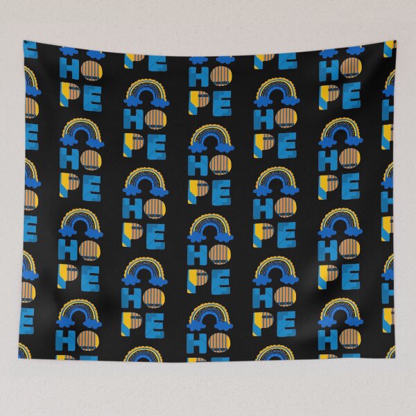 Item preview, HOPE rainbow hope Ukraine flag blue yellow designed and sold by amy greaves.