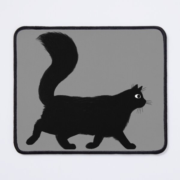 Item preview, Walking Longhaired Black Cat with Long Fluffy Tail designed and sold by Jenn Inashvili.