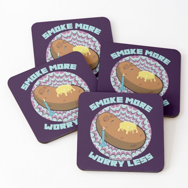Item preview, Smoke more worry less-Hand Drawn Cartoon Stoned Baked Potato  designed and sold by YomeHayin.