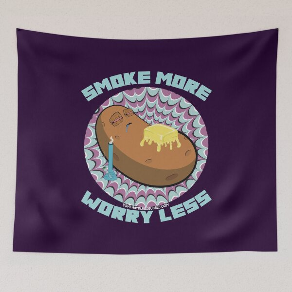 Item preview, Smoke more worry less-Hand Drawn Cartoon Stoned Baked Potato  designed and sold by YomeHayin.