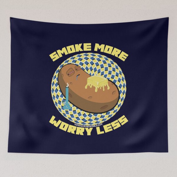 Item preview, Smoke more worry less-Hand Drawn Cartoon Stoned Baked Potato  designed and sold by YomeHayin.