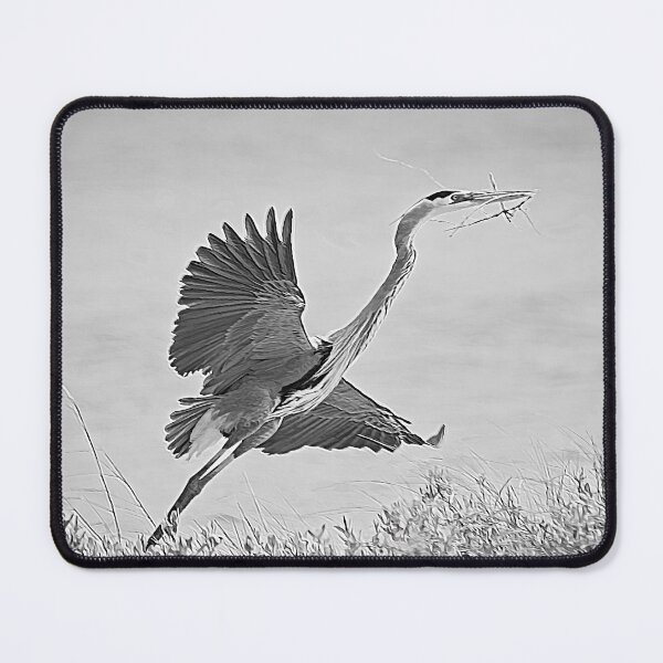 Item preview, Great Blue Heron Nest Building Time Black and White designed and sold by Debra Martz.