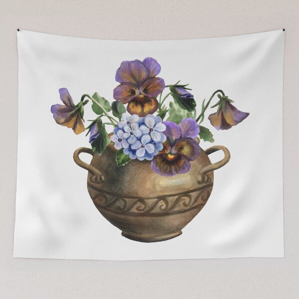 Item preview, Vintage Watercolor Pansy Jar designed and sold by silviaol.
