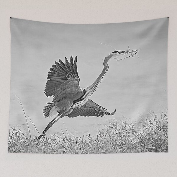 Item preview, Great Blue Heron Nest Building Time Black and White designed and sold by Debra Martz.