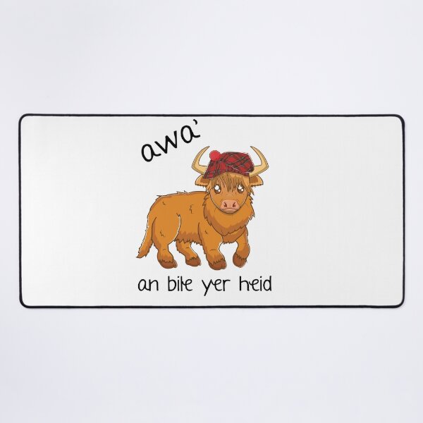 Vista previa del artículo con la obra «Rude Scottish Highland Cow Bile Yer Heid», diseñado y vendido por iPOPit.