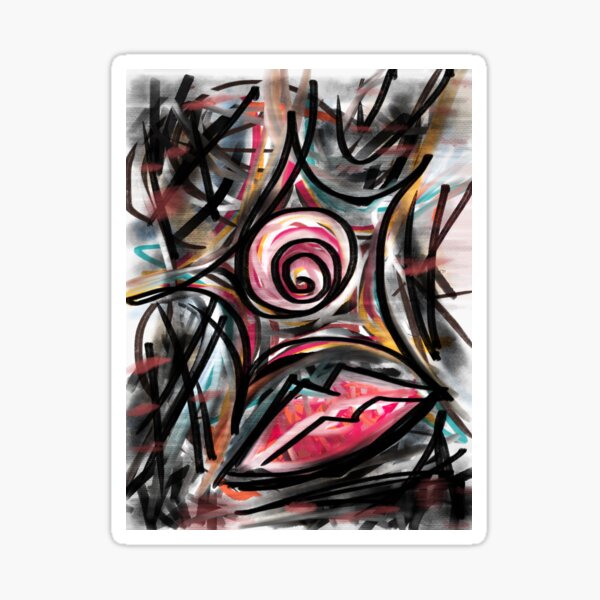 Crazy Abstract Face Big Lips Sticker
