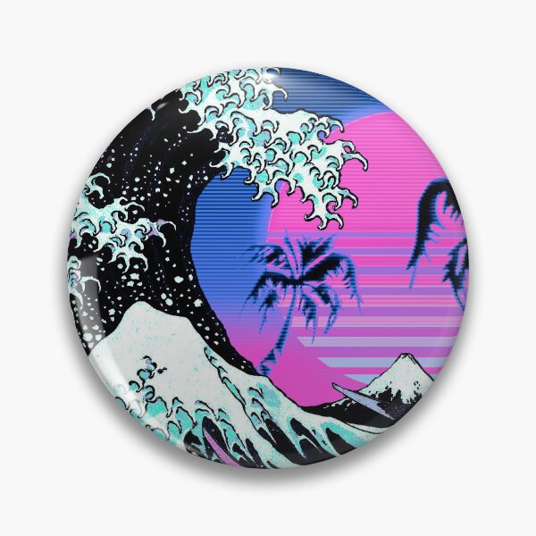 Item preview, Aesthetic Vaporwave Great Wave off Kanagawa designed and sold by ind3finite.