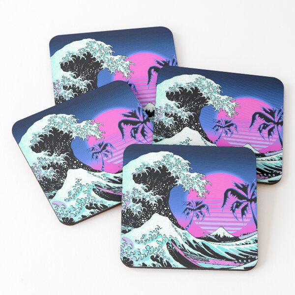 Item preview, Aesthetic Vaporwave Great Wave off Kanagawa designed and sold by ind3finite.